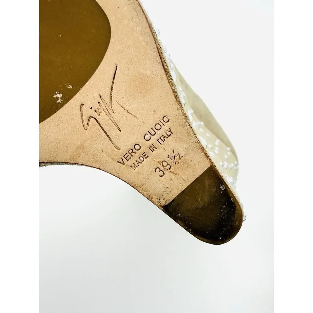 Giuseppe Zanotti Studded Platform Bootie Ankle Boots EU 39.5 US 9.5 Beige Suede